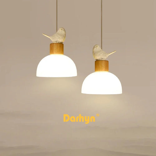 lampe led suspendue en verre design nordique créatif petit oiseau