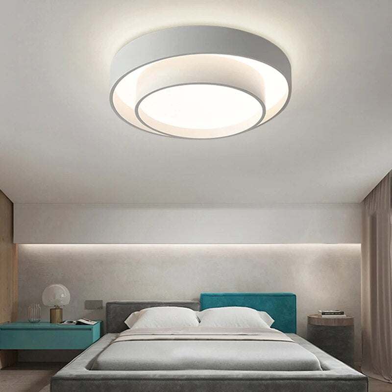 Plafonnier moderne led minimaliste blanc double rond