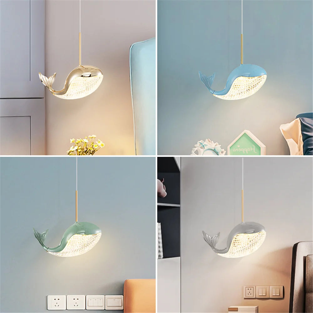 suspension led acrylique dauphin d'or pour enfants - vue 3 sur 10