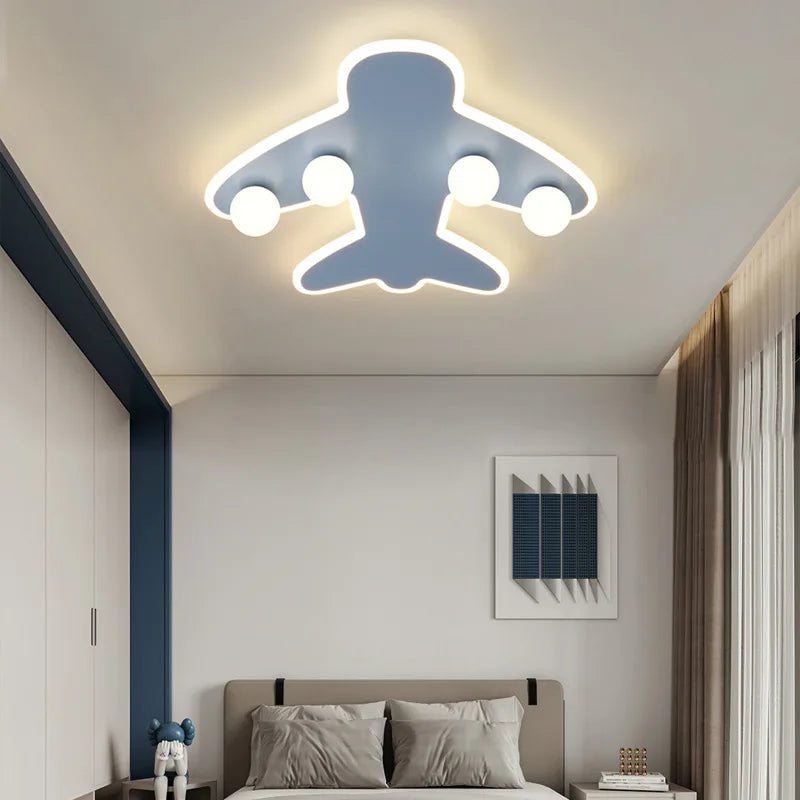 plafonnier lumineux avion moderne pour chambre d'enfants - vue 4 sur 10