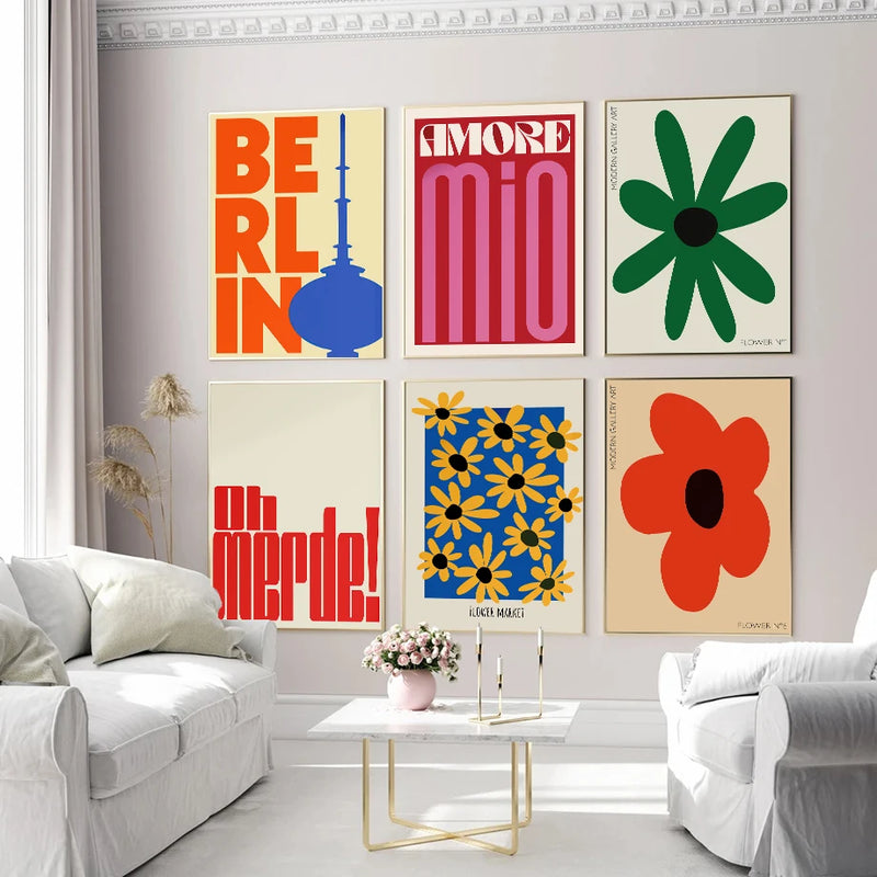 affiches d'art mural abstrait mio flowers décoration murale contemporaine