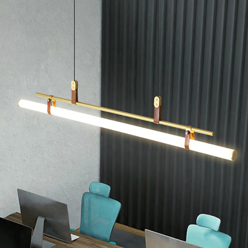 Lustre minimaliste bande led style tube lustre luminaire - vue 3 sur 10