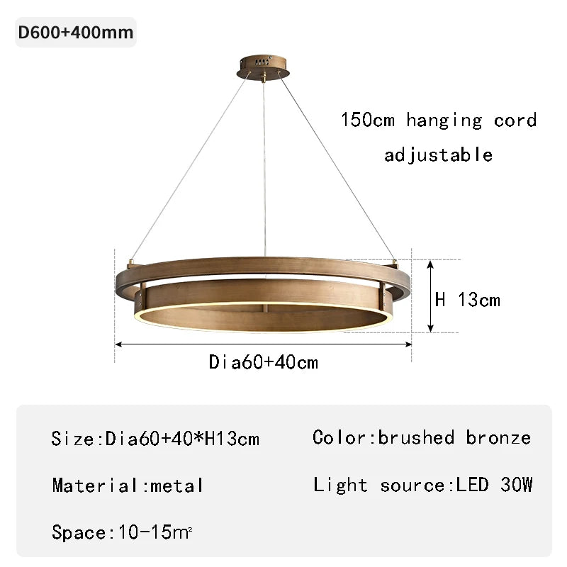 lustre en bronze à led créatif et minimaliste pour décoration intérieure