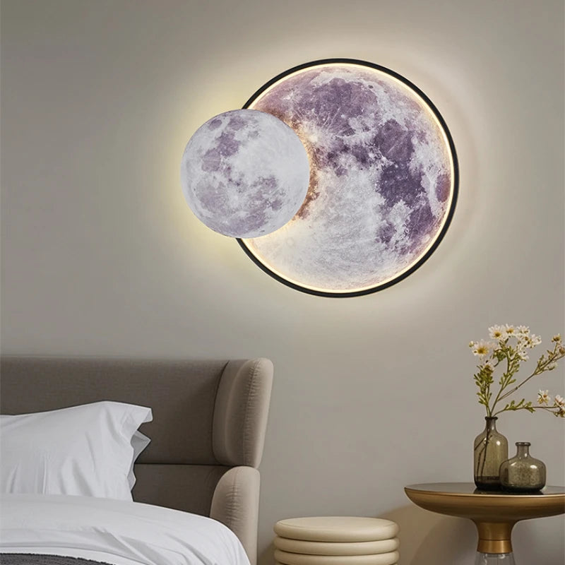 applique murale ronde lune moderne décorative pour intérieur et cadeau - vue 3 sur 8