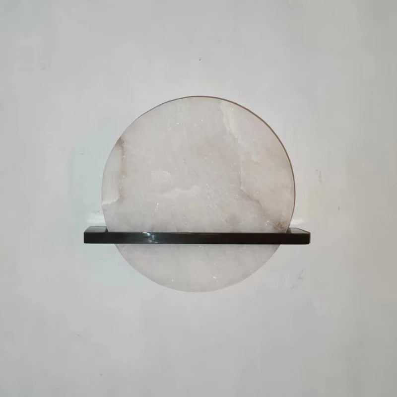 applique murale ronde en marbre naturel et cuivre - vue 5 sur 18