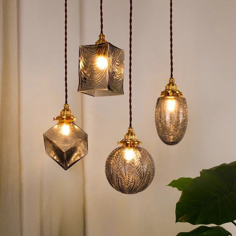 suspension laiton verre salle manger bar - vue 2 sur 9