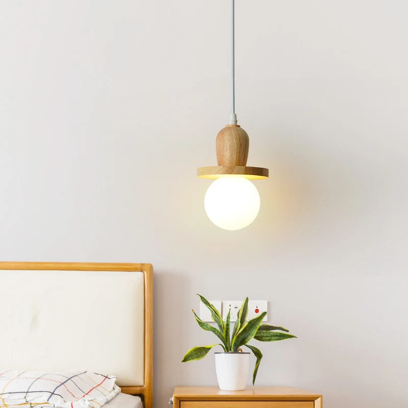 lustre en bois solide style nordique avec trois têtes