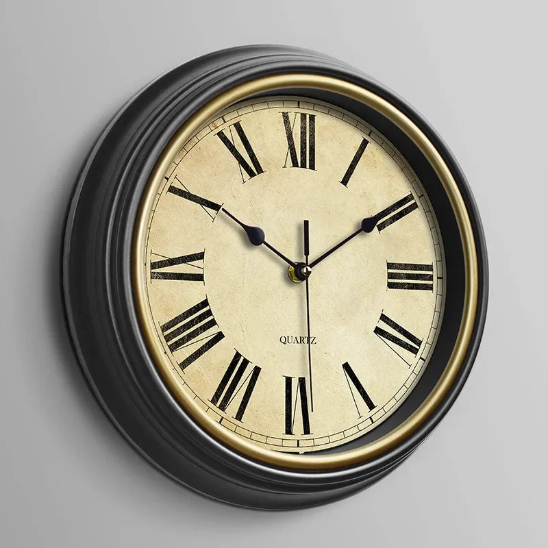 horloge murale vintage silencieuse pour décoration intérieure