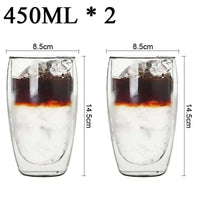Lot tasses double paroi verre borosilicate isolant