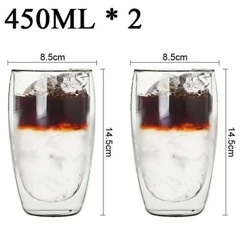 Lot tasses double paroi verre borosilicate isolant