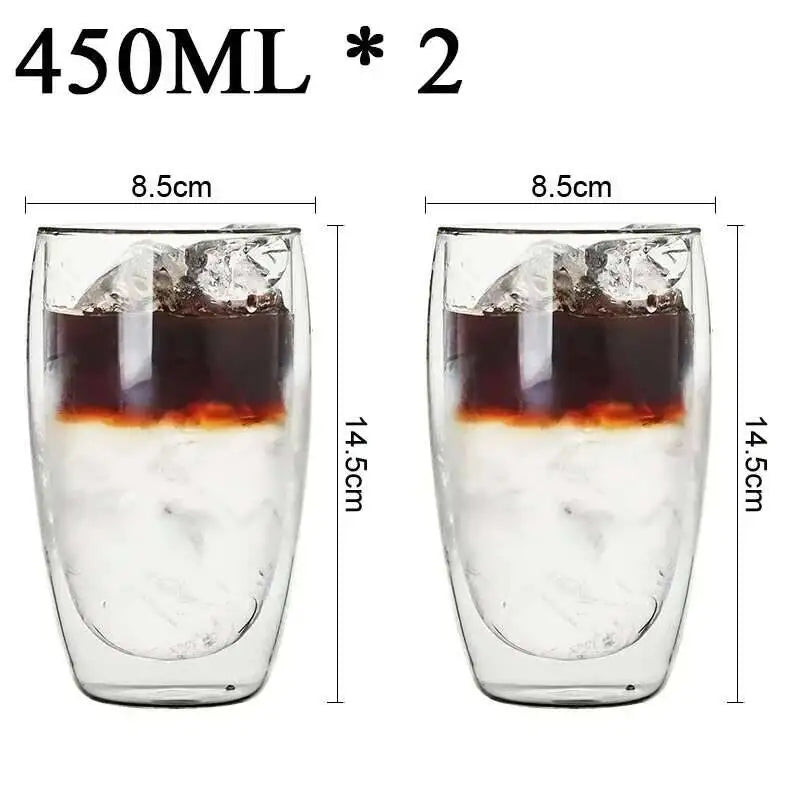 Lot tasses double paroi verre borosilicate isolant