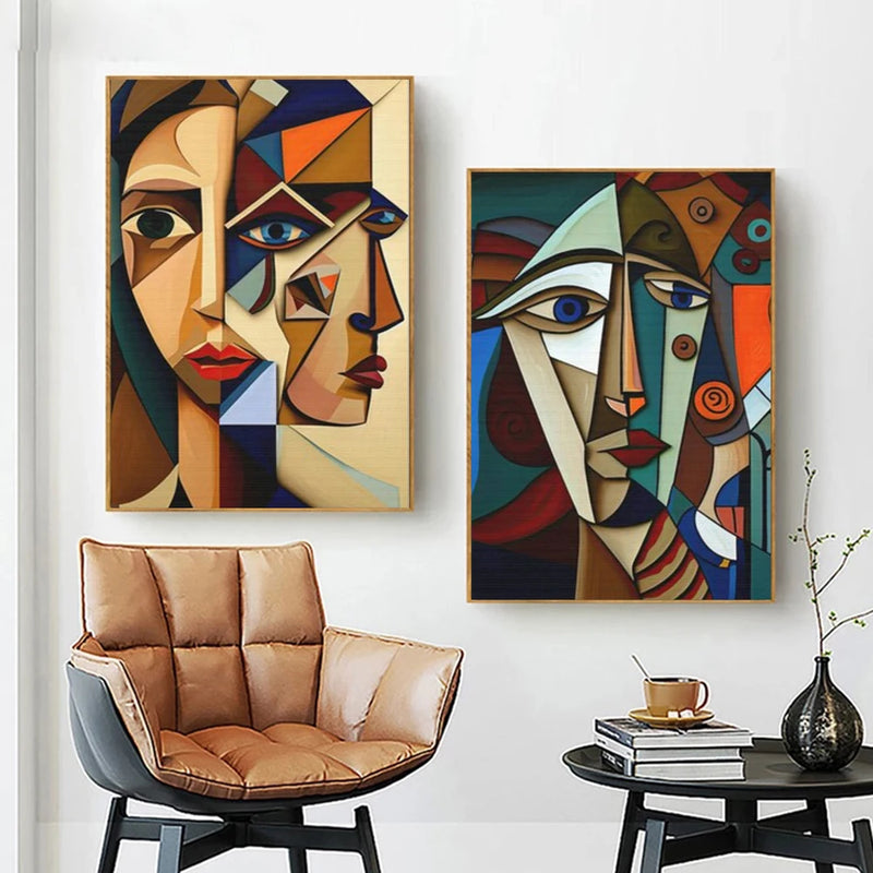 peinture abstraite cubiste style picasso pour décoration murale