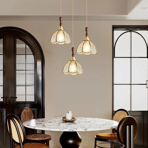 lustre rétro en cuivre et verre pour intérieur élégant - vue 3 sur 14
