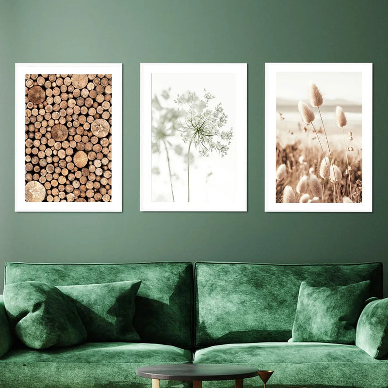 affiches paysage naturel matin lac plage herbe art mural