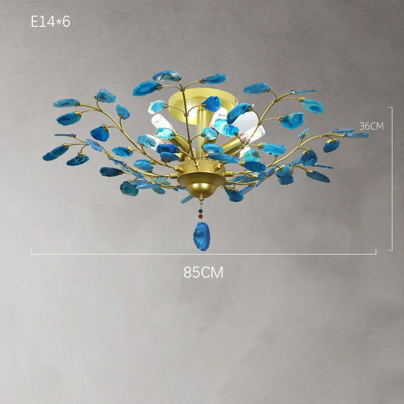lustre led en agate naturelle idéal pour décoration romantique - vue 13 sur 15