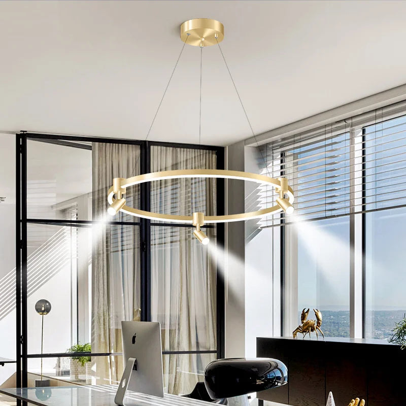 suspension moderne à anneau avec projecteurs décoratifs pour la maison - vue 3 sur 14