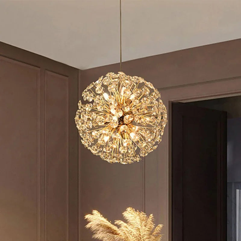 lustre led suspendu en cristal design moderne décoratif luxe 2024 - vue 5 sur 12