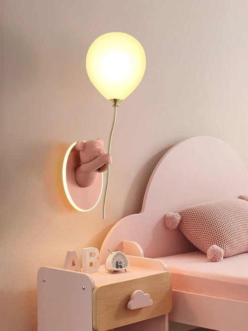 Creative and personalized cartoon children's room, bedroom, bedside wall lamp, artistic bear atmosphere wall light fixture - vue 2 sur 13