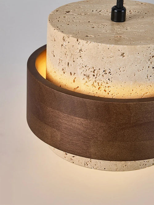suspension en bois noyer avec lumière rétro pour bar restaurant - vue 5 sur 6