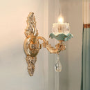 Lustre céramique à fleurs et cristal
