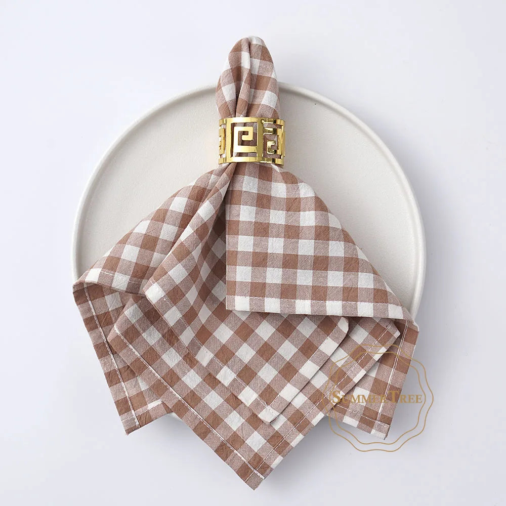 Serviette de table coton vichy petits carreaux cuisine - vue 6 sur 7