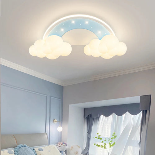 plafonnier moderne et chaleureux pour chambre enfant décor nuage arc-en-ciel - vue 6 sur 11