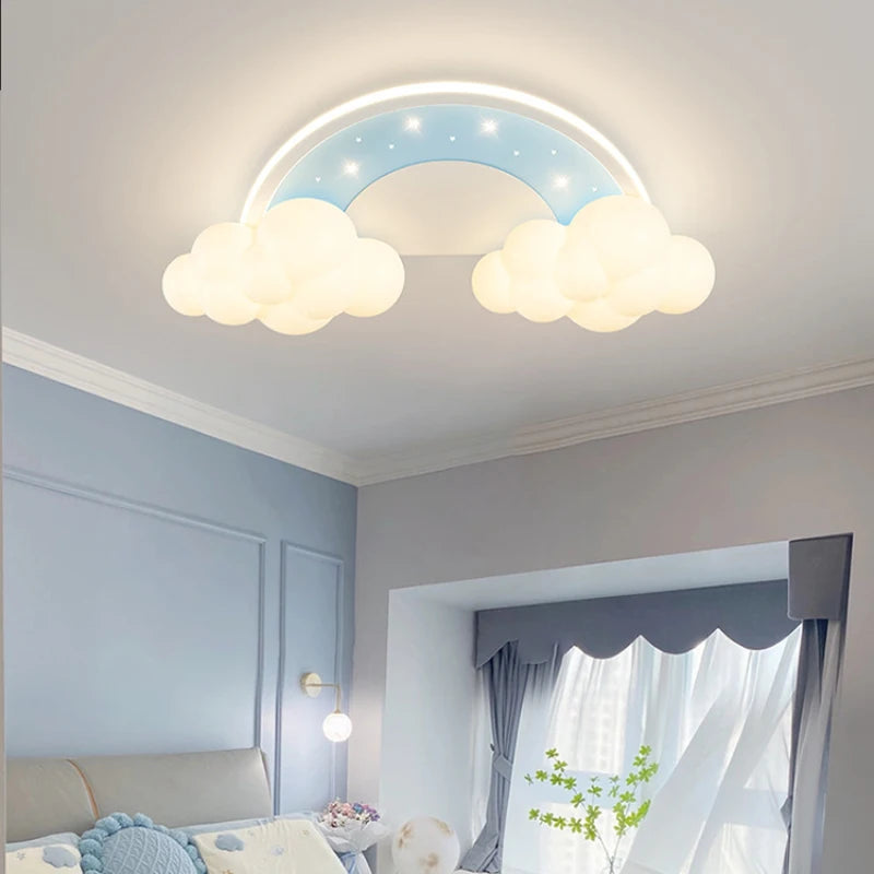 plafonnier moderne et chaleureux pour chambre enfant décor nuage arc-en-ciel - vue 5 sur 11