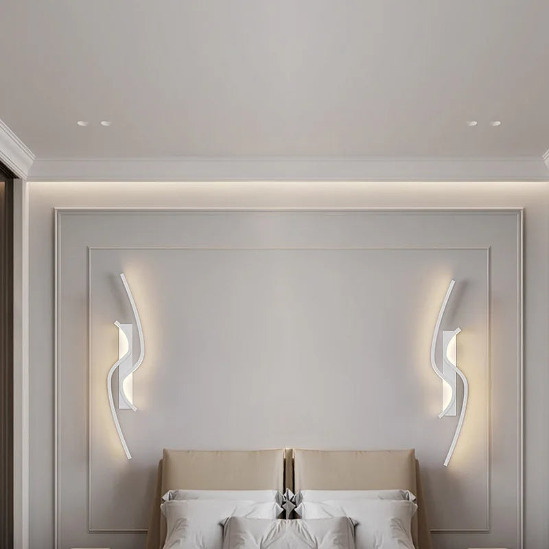 applique murale LED moderne pour salon TV fond allée chambre chevet - vue 5 sur 12
