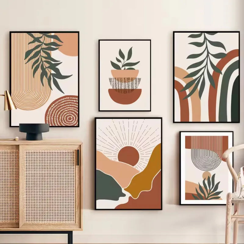 affiches abstraites de feuilles pour décoration murale boho
