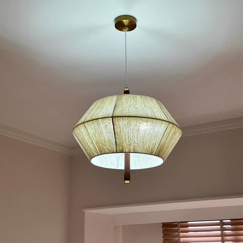 suspension nordique rétro en corde de chanvre et rotin à led - vue 7 sur 9