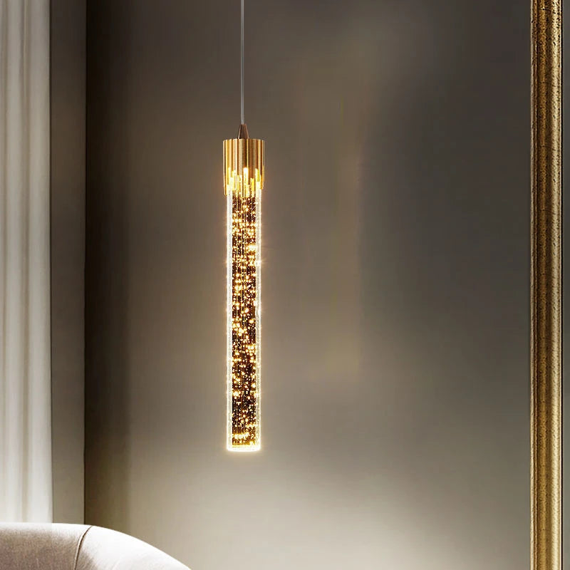 Luminaires suspendus modernes barre de LED en cristal lampes de chevet suspendues salon chambre éclairage intérieur créatif décor à la maison barre
