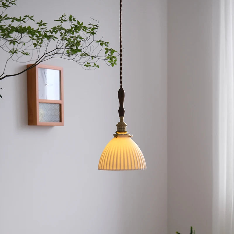 lustre nordique vintage en céramique et laiton luminaire suspendu