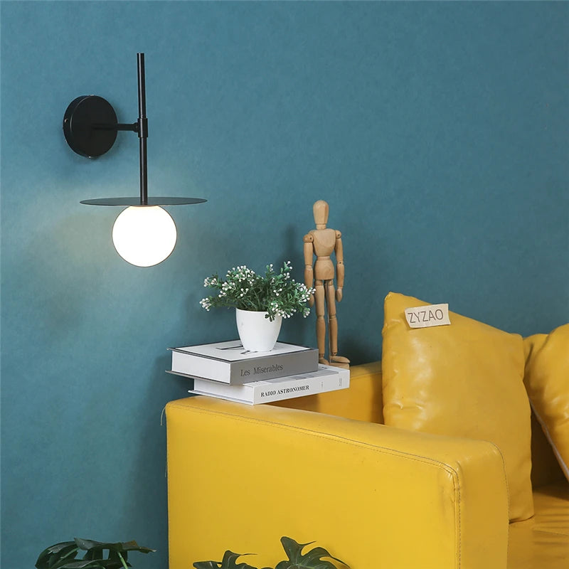 applique murale circulaires en fer et verre led personnalisables - vue 3 sur 8