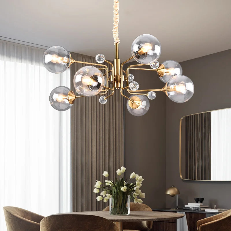 lustre led moderne 10 globes luminaire décoratif - vue 5 sur 18