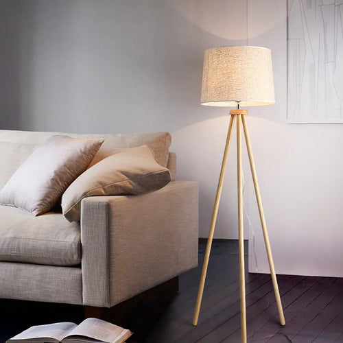 Nordique bois art bois massif lampadaire tissu art abat-jour salon chambre chevet décoration de la maison moderne lampadaire LED