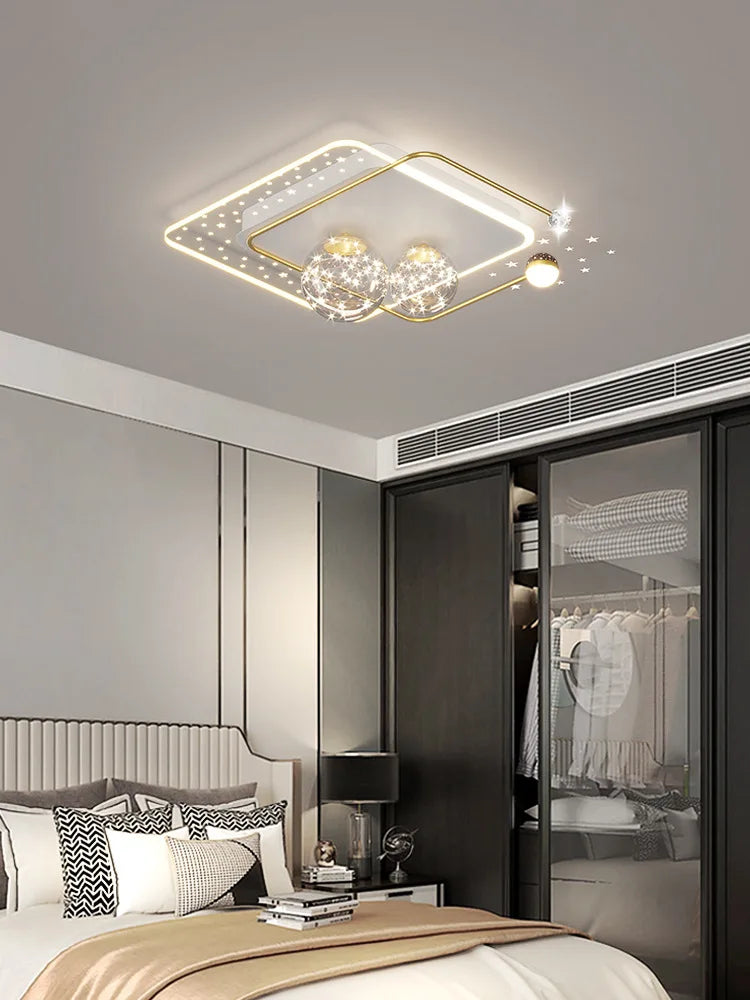 Plafond moderne à LEDs lampe nordique Simple créatif acrylique or/noir tout ciel étoile lustre Applicable chambre salon lampes