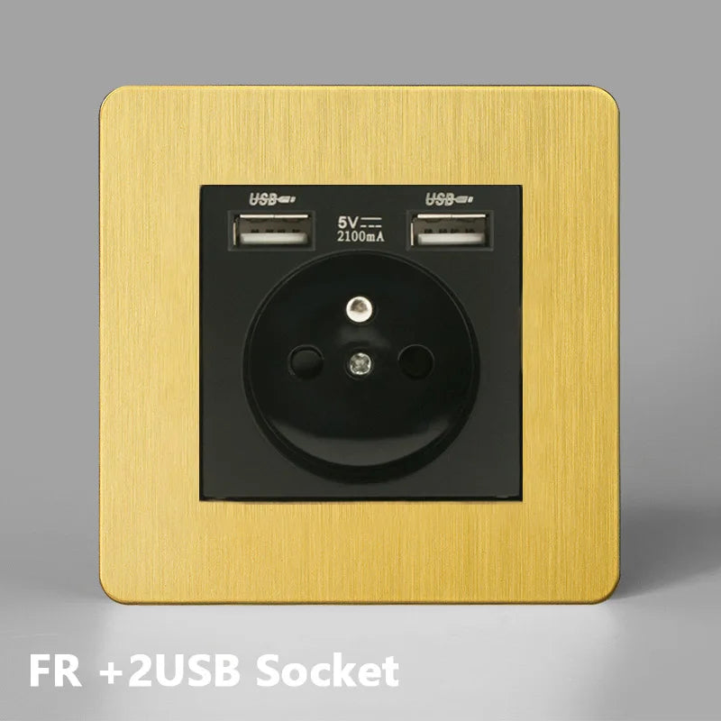 interrupteurs muraux variateur doré avec port usb pour prises françaises