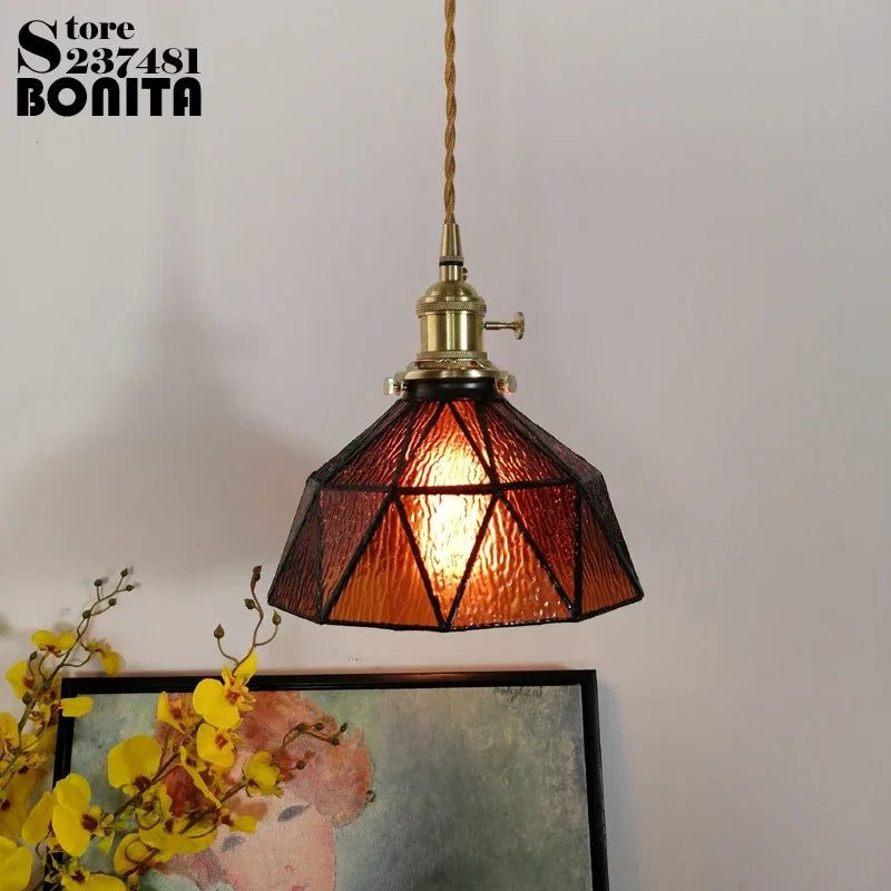 suspension en verre pur avec design ondulé en cuivre - vue 4 sur 9