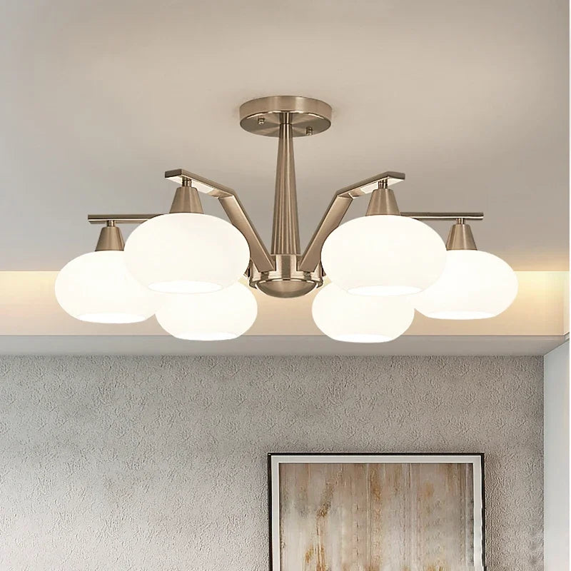 lustre moderne en métal avec éclairage led décoratif - vue 5 sur 12