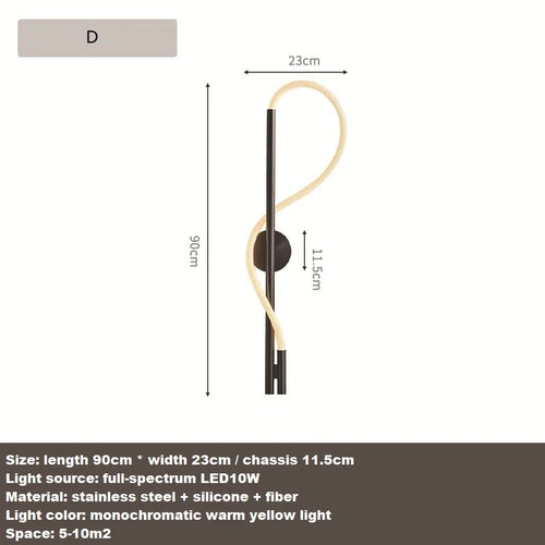 applique murale led minimaliste en fibre tissée en silicone souple - vue 16 sur 18