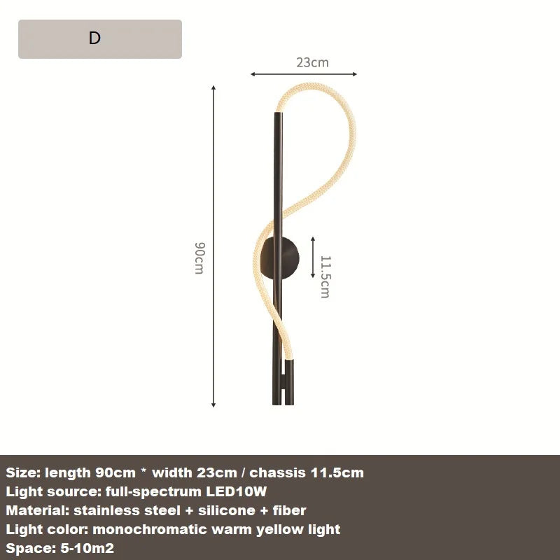 applique murale led minimaliste en fibre tissée en silicone souple - vue 16 sur 18