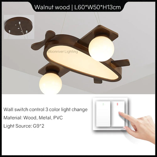 lustre en bois pour chambre d'enfant suspension décorative - vue 12 sur 15