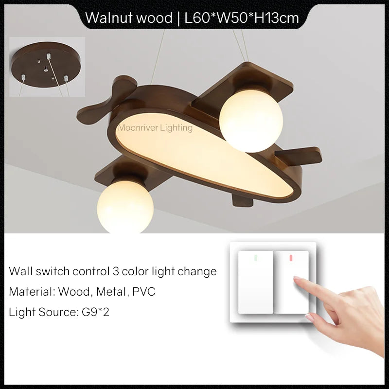lustre en bois pour chambre d'enfant suspension décorative - vue 11 sur 15