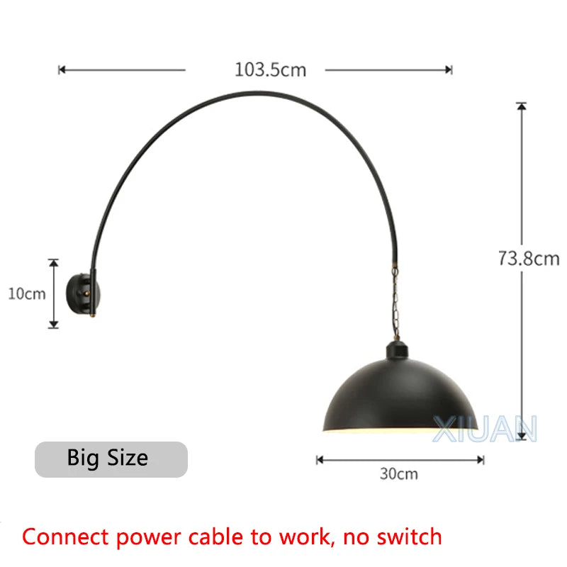 Long Pole Wall Lamps Industrial Vintage Living Room Wall Light Long Swing Arm Restaurant Dining Table Wall Mount Lights Black - vue 9 sur 14