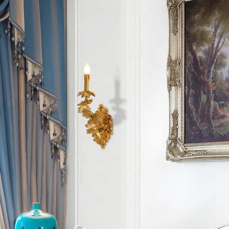 XUANZHAO Vintage français pleine cuivre applique hôtel Club Villa allée bougie lampe intérieure chambre cuivre lampe de chevet - vue 4 sur 7