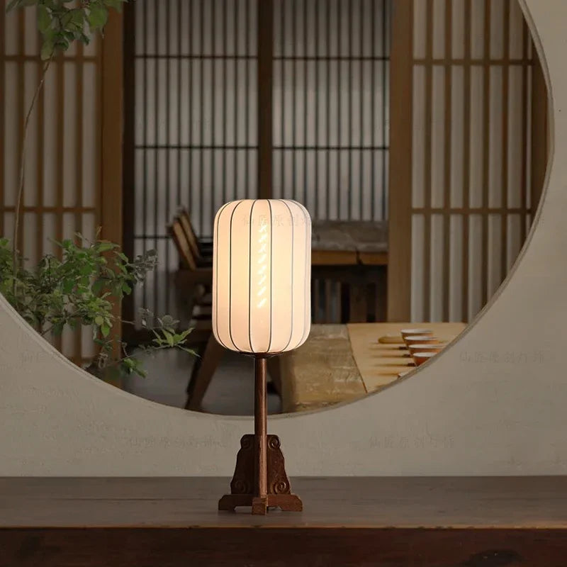 lampadaire chinois vintage en bois massif éclairage décoratif intérieur - vue 4 sur 9