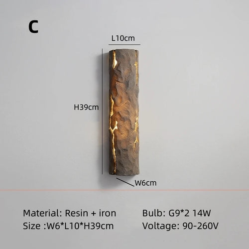 Modern creative tree stump LED wall lamp, indoor bedside wall lamp, designer, hotel, villa, cafe, passage, Art Deco, G9 - vue 11 sur 10