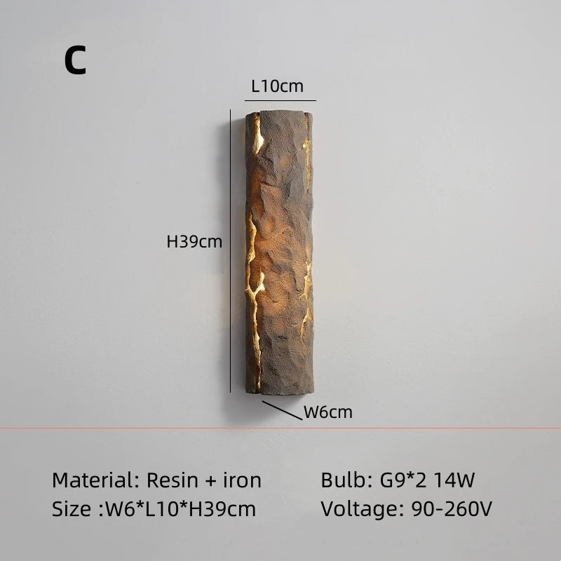 Modern creative tree stump LED wall lamp, indoor bedside wall lamp, designer, hotel, villa, cafe, passage, Art Deco, G9 - vue 10 sur 10