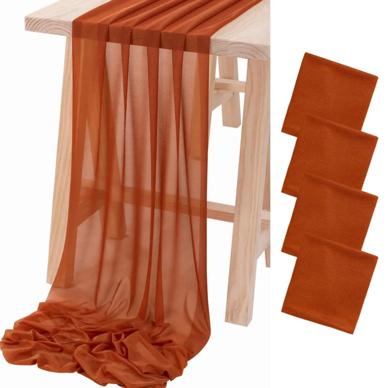 Chemin de table mousseline boheme transparent lot 4