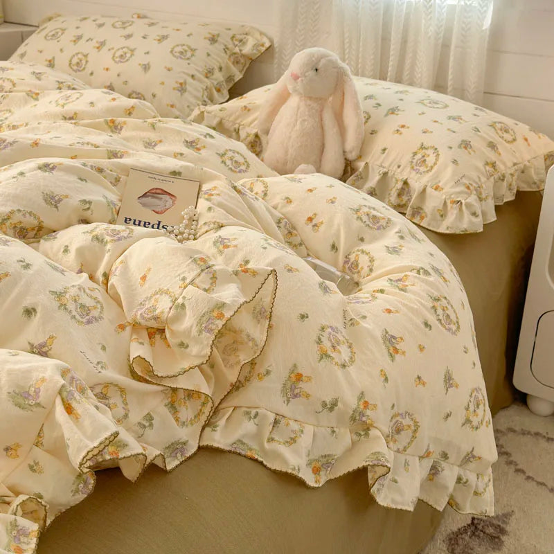 housse de couette bonenjoy en dentelle imprimée avec volants